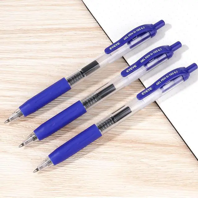 Alt view image 6 of 7 - G-103 Retractable Gel Blue Pens 0.7mm, 10 Pack Medium Point Ballpoint Pen Quick Drying, Pen Fine Point Smooth Writing Pens for Office School Supplies