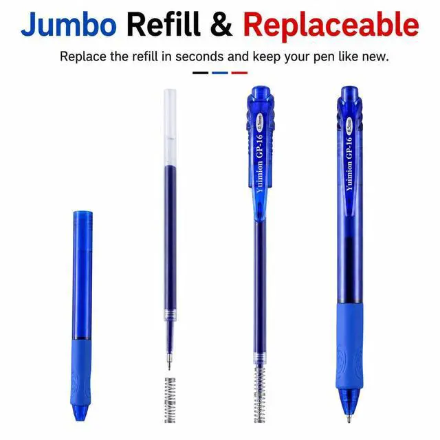 Alt view image 7 of 7 - 16 Pcs Retractable Gel Pens Fine Point (0.5mm) Rollerball Pens for Smooth Writing (Black&Red&Blue Ink) for Women Men Journaling School and Office Supplies Use