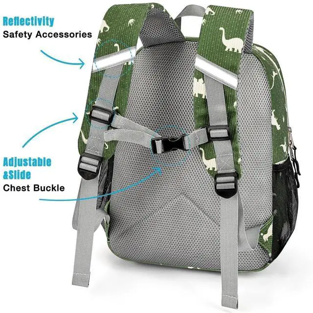 Alt view image 3 of 7 - Corduroy Kids Backpack for Boys Girls 3-8, Boys Backpack for Elementary Kindergarten - Dinosaur