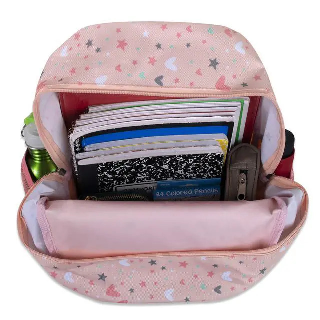 Alt view image 2 of 7 - 17 Kids Character School Backpacks Plush for Girls with Side Pockets, Padded Straps (Plush Starry Hearts)