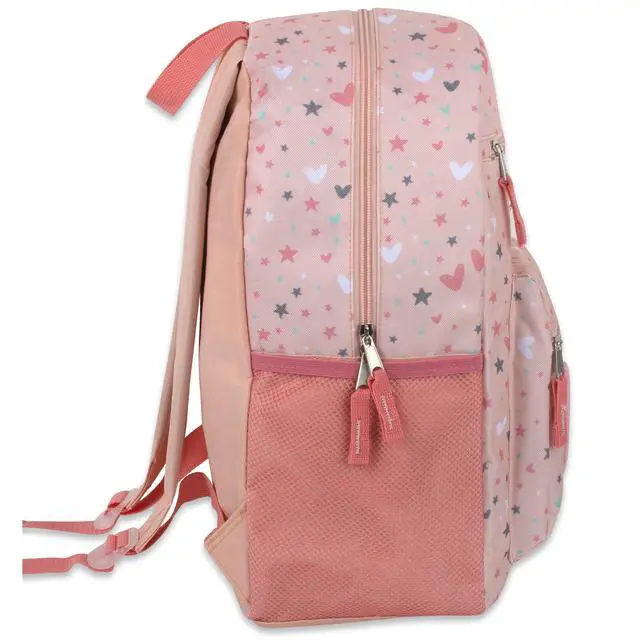 Alt view image 4 of 7 - 17 Kids Character School Backpacks Plush for Girls with Side Pockets, Padded Straps (Plush Starry Hearts)