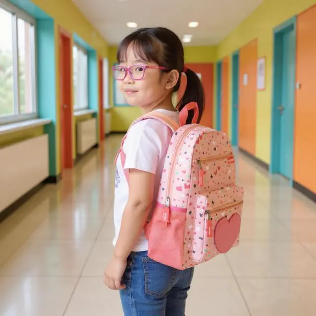 Alt view image 7 of 7 - 17 Kids Character School Backpacks Plush for Girls with Side Pockets, Padded Straps (Plush Starry Hearts)