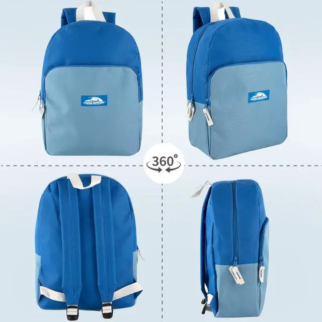 Alt view image 3 of 7 - 15 Inch Backpack for Kids, Preschool, Elementary & Middle School Students Spacious Bookbag with Large Front Pocket, Adjustable Straps, Fits up to 13 Inch Laptop (Blue)
