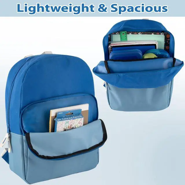 Alt view image 2 of 7 - 15 Inch Backpack for Kids, Preschool, Elementary & Middle School Students Spacious Bookbag with Large Front Pocket, Adjustable Straps, Fits up to 13 Inch Laptop (Blue)