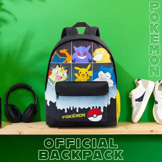 Alt view image 5 of 6 - Backpack for Kids Teens Boys Girls, Pikachu Anime Backpacks, Bag for Daycare Sports Vacation Travel, School Gift (Black Grid)