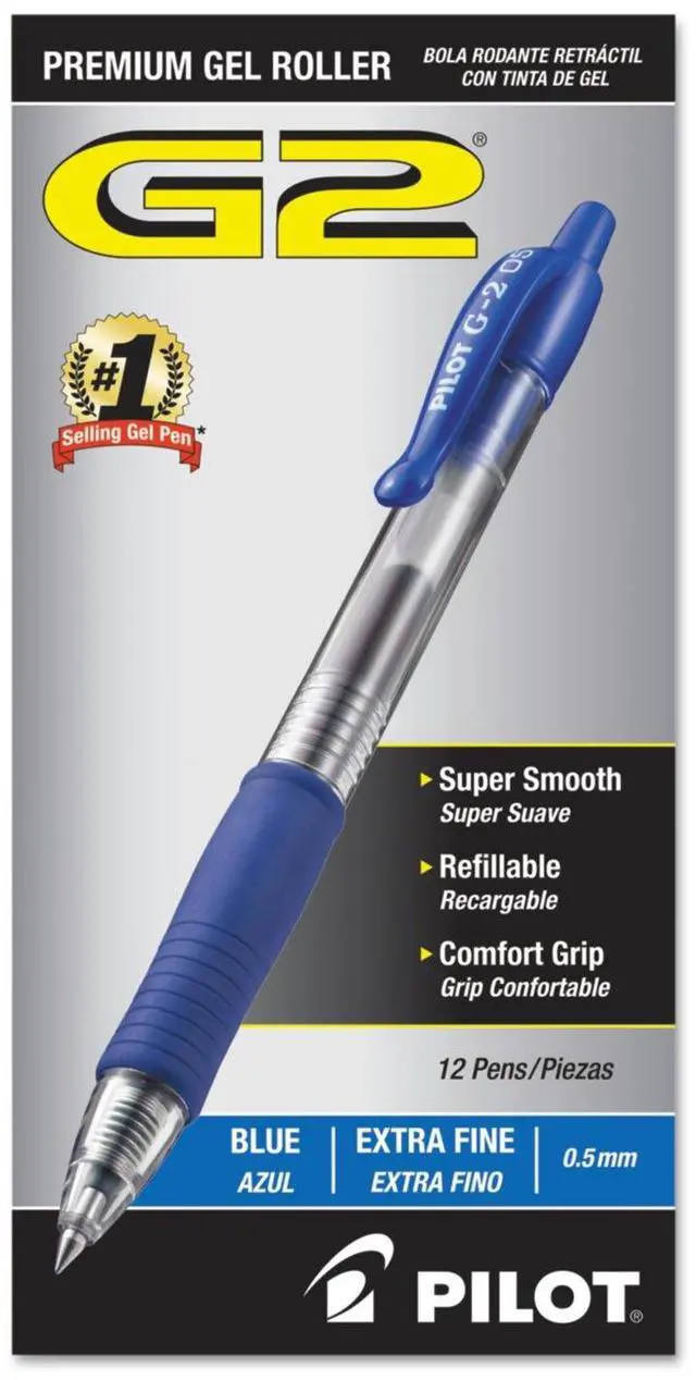 Main image of G2 Premium Gel Roller Pens, Extra Fine Point 0.5 mm, Blue Ink Pens Extra Fine Point, Pack of 12 - Ideal for School, Journaling, and Office Writing