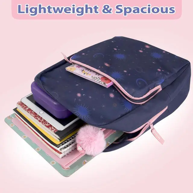 Alt view image 2 of 7 - Fun School Backpack for Elementary Middle School Girls and Boys | 17 Inch Printed Backpacks for School Kids, Travel (Twilight Twirls)
