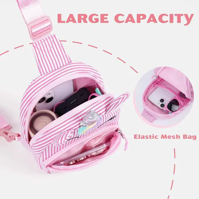 Alt view image 3 of 7 - Unicorn Birthday Gifts for 2 3 4 5 6 7 8 Year Old Girls Kids, Initial Sling Bag Letter Fanny Pack for Little Girls Purse, Girl Crossbody Bag Personalized Gift for Daughter Sister, Pink (A)
