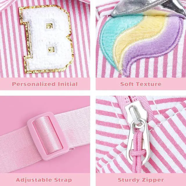 Alt view image 4 of 7 - Unicorn Birthday Gifts for 2 3 4 5 6 7 8 Year Old Girls Kids, Initial Sling Bag Letter Fanny Pack for Little Girls Purse, Girl Crossbody Bag Personalized Gift for Daughter Sister, Pink (A)