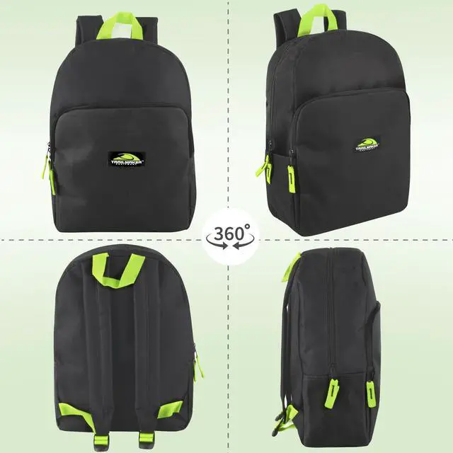Alt view image 3 of 7 - 15 Inch Backpack for Kids, Preschool, Elementary & Middle School Students Spacious Bookbag with Large Front Pocket, Adjustable Straps, Fits up to 13 Inch Laptop (Black Neon)