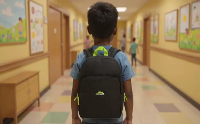 Alt view image 5 of 7 - 15 Inch Backpack for Kids, Preschool, Elementary & Middle School Students Spacious Bookbag with Large Front Pocket, Adjustable Straps, Fits up to 13 Inch Laptop (Black Neon)
