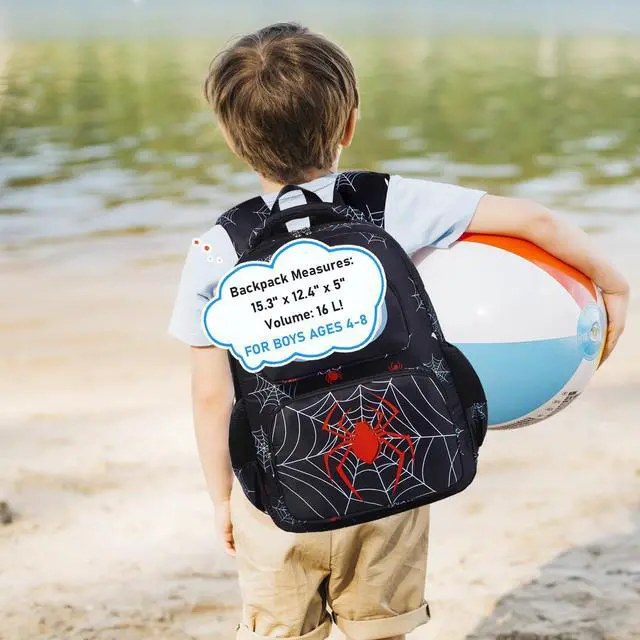 Alt view image 2 of 7 - Kids Backpack Boys Girls Ages 3-8 Spider Backpack Kindergarten Elementary School 15 Inch Toddler Bookbag with Chest Strap Mochilas Para Niños, Spider Black