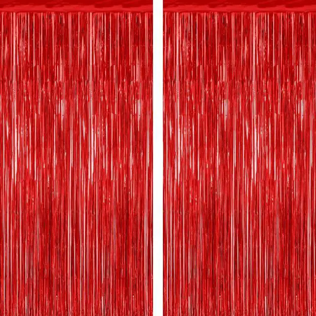 Main image of 2 Pack Red Foil Curtain Backdrop Birthday Party Decorations