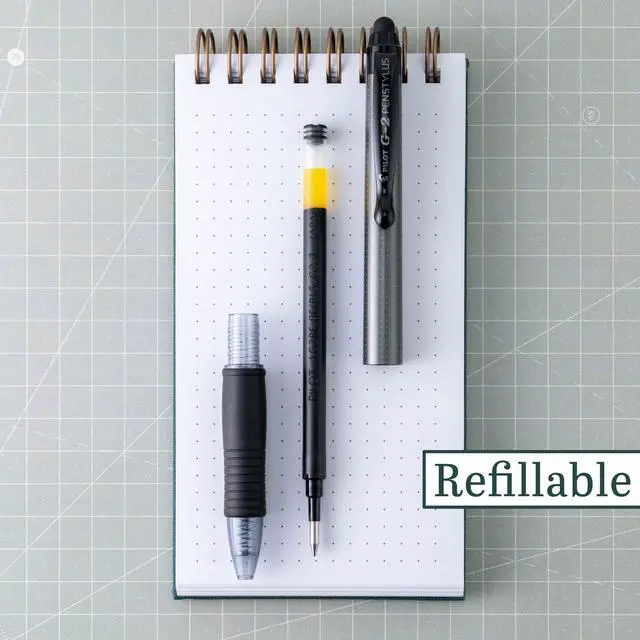 Alt view image 2 of 6 - Pilot G2 Pen Stylus, Premium Refillable and Retractable Rolling Ball Gel Pens, Fine Point, Gray Barrel, 0.7 mm, Black Ink Pens, Pack of 2