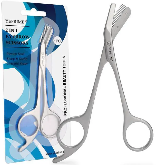 Main image of Eyebrow Trimming Scissors with Comb, Gifts For Men Women Stocking Stuffers, Stainless Steel