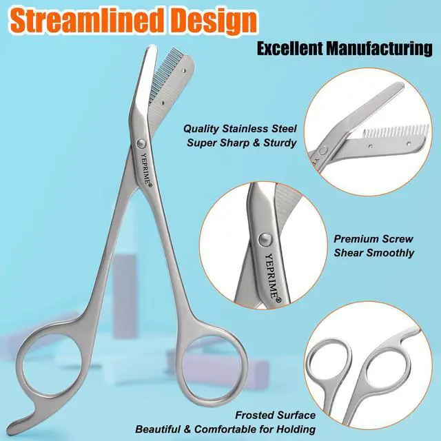Alt view image 2 of 7 - Eyebrow Trimming Scissors with Comb, Gifts For Men Women Stocking Stuffers, Stainless Steel