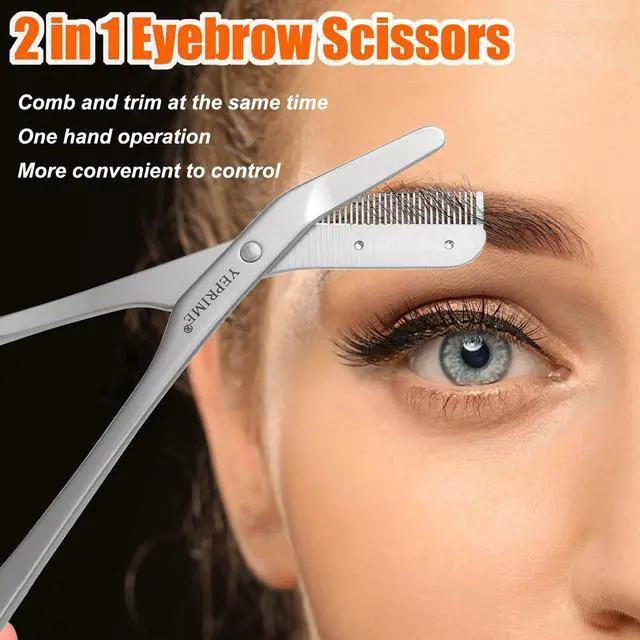 Alt view image 3 of 7 - Eyebrow Trimming Scissors with Comb, Gifts For Men Women Stocking Stuffers, Stainless Steel