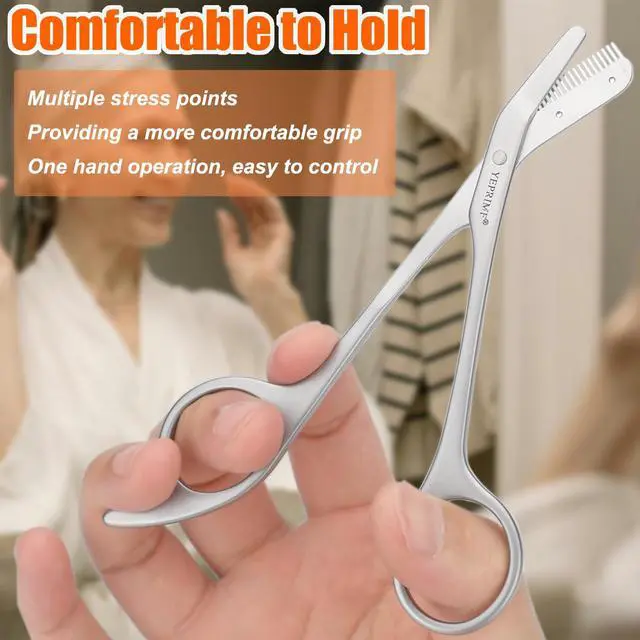Alt view image 5 of 7 - Eyebrow Trimming Scissors with Comb, Gifts For Men Women Stocking Stuffers, Stainless Steel