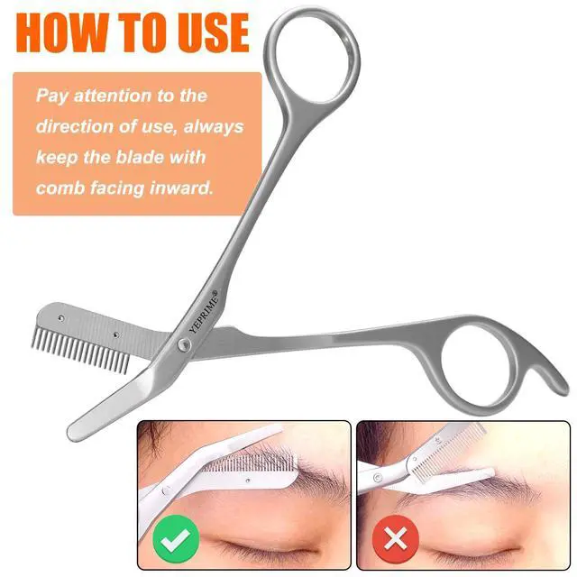 Alt view image 6 of 7 - Eyebrow Trimming Scissors with Comb, Gifts For Men Women Stocking Stuffers, Stainless Steel