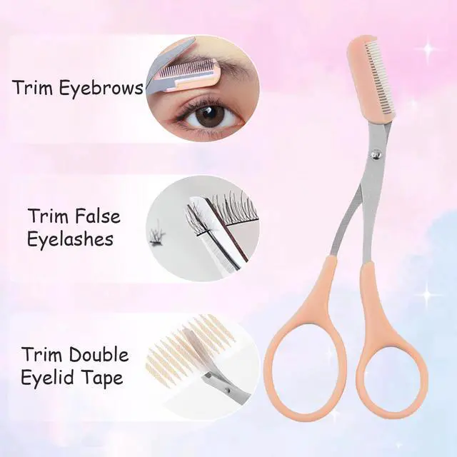 Alt view image 3 of 6 - 2Pcs Eyebrow Trimmer Scissors, Men Women Eyebrow Clippers, Comb Head Detachable, Safe Eyebrow Trimming Tool, Beard Trimmer, Easy to Operate for Beginners, Makeup Artist Recommended Eyebrow Scissors
