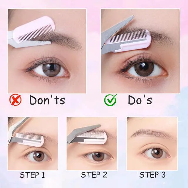 Alt view image 5 of 6 - 2Pcs Eyebrow Trimmer Scissors, Men Women Eyebrow Clippers, Comb Head Detachable, Safe Eyebrow Trimming Tool, Beard Trimmer, Easy to Operate for Beginners, Makeup Artist Recommended Eyebrow Scissors