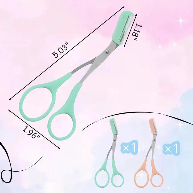 Alt view image 6 of 6 - 2Pcs Eyebrow Trimmer Scissors, Men Women Eyebrow Clippers, Comb Head Detachable, Safe Eyebrow Trimming Tool, Beard Trimmer, Easy to Operate for Beginners, Makeup Artist Recommended Eyebrow Scissors