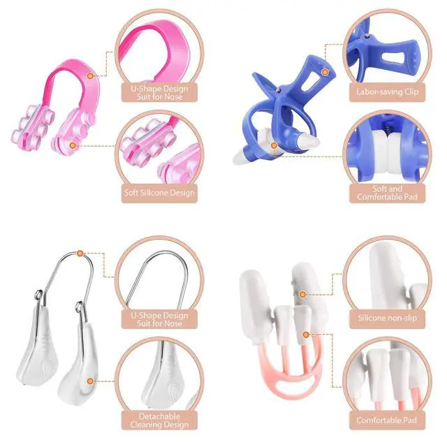 Alt view image 3 of 7 - 5 Pieces Nose Clip Nose up Lifting Clips Nose Lifters Beauty Clips Silicone Nose Bridge Slimming Clips Nose Massagers Tools for Women