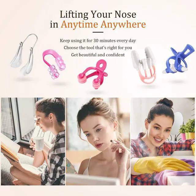 Alt view image 5 of 7 - 5 Pieces Nose Clip Nose up Lifting Clips Nose Lifters Beauty Clips Silicone Nose Bridge Slimming Clips Nose Massagers Tools for Women
