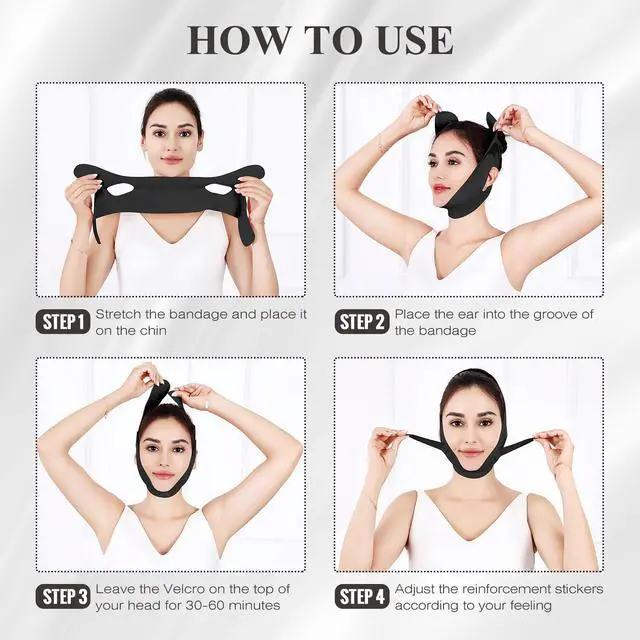 Alt view image 5 of 7 - Chin Strap for Sleeping,Adjustable Chin Strap,Jaw Strap,Jawline Shaper,V Line Lifting Mask,Black,M
