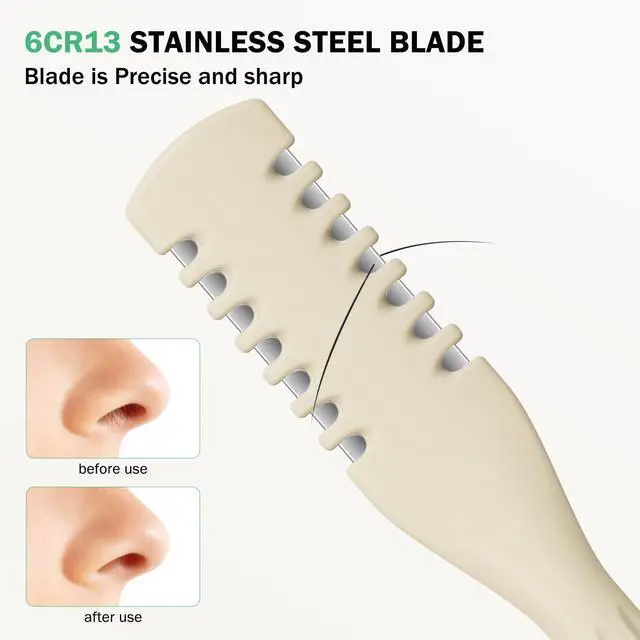 Alt view image 5 of 7 - 7PCS Manual Nose Hair Trimmer - Rotating Nasal Hair Razor Cutter with Ear Picker for Women and Men - Portable Nostril Hair Remover Tools