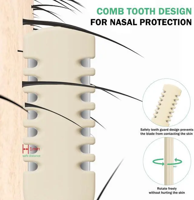 Alt view image 3 of 7 - 7PCS Manual Nose Hair Trimmer - Rotating Nasal Hair Razor Cutter with Ear Picker for Women and Men - Portable Nostril Hair Remover Tools