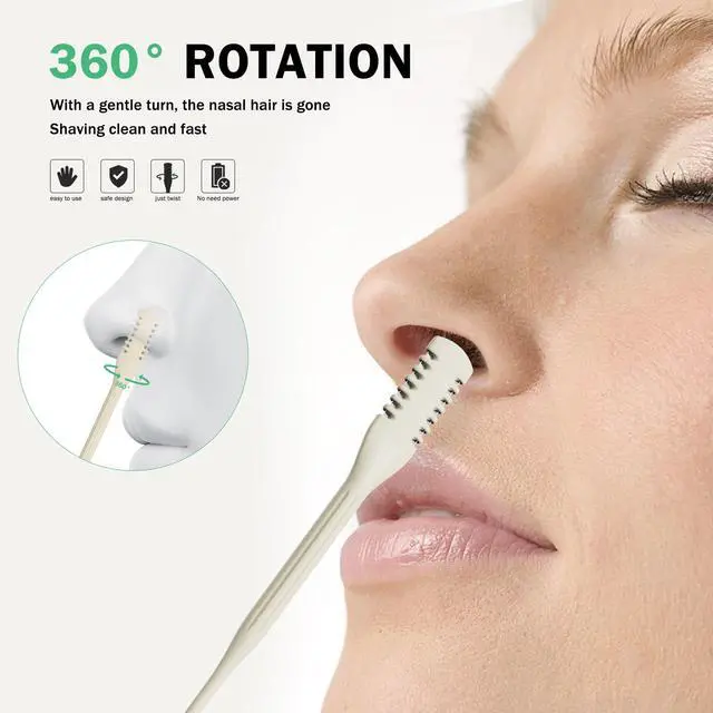 Alt view image 2 of 7 - 7PCS Manual Nose Hair Trimmer - Rotating Nasal Hair Razor Cutter with Ear Picker for Women and Men - Portable Nostril Hair Remover Tools