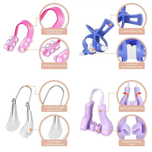 Alt view image 3 of 7 - 4 Pieces Nose Shaper Slimmer Lifting Clips Straightener Safety Silicone Bridge Shaper Beauty Tool Kit Set for Women Wide Nose