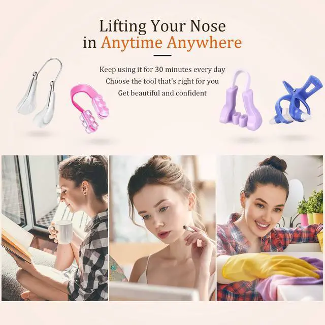 Alt view image 5 of 7 - 4 Pieces Nose Shaper Slimmer Lifting Clips Straightener Safety Silicone Bridge Shaper Beauty Tool Kit Set for Women Wide Nose