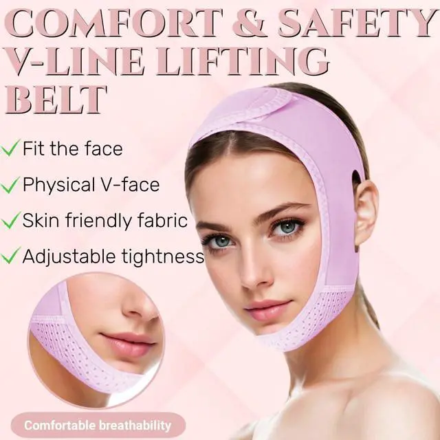 Alt view image 2 of 7 - V Line Lifting Mask Chin strap for sleeping, V Line Lifting Mask for Women,Jaw ExerciserMedium,Purple