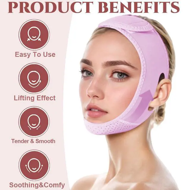 Alt view image 4 of 7 - V Line Lifting Mask Chin strap for sleeping, V Line Lifting Mask for Women,Jaw ExerciserMedium,Purple