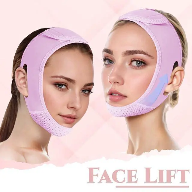 Alt view image 3 of 7 - V Line Lifting Mask Chin strap for sleeping, V Line Lifting Mask for Women,Jaw ExerciserMedium,Purple