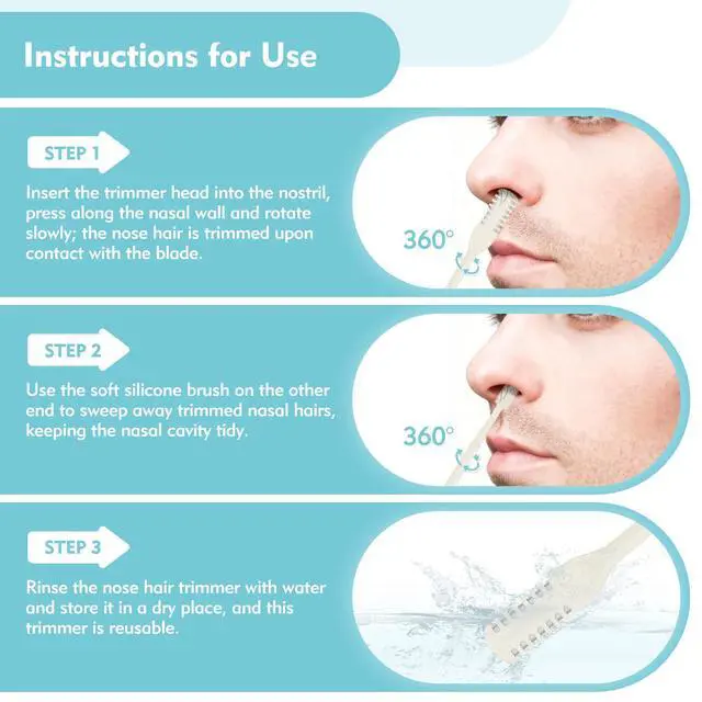Alt view image 5 of 7 - 5 Pcs Nasal Hair Cutter, Manual Nose Hair Trimmer for Men Women Double Sided Nasal Hair Trimmer 360° Rotating Nose Hair Remover (Cream Yellow)