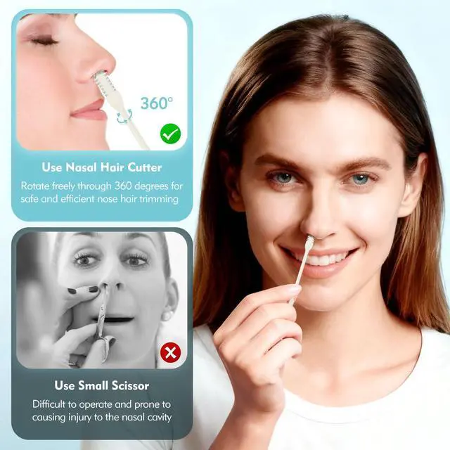 Alt view image 6 of 7 - 5 Pcs Nasal Hair Cutter, Manual Nose Hair Trimmer for Men Women Double Sided Nasal Hair Trimmer 360° Rotating Nose Hair Remover (Cream Yellow)