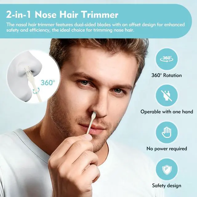 Alt view image 3 of 7 - 5 Pcs Nasal Hair Cutter, Manual Nose Hair Trimmer for Men Women Double Sided Nasal Hair Trimmer 360° Rotating Nose Hair Remover (Cream Yellow)
