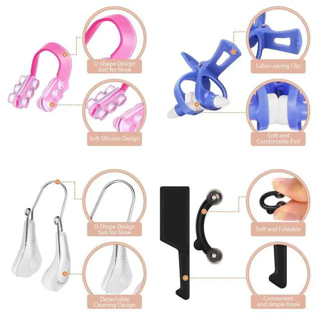 Alt view image 3 of 7 - 5 Pieces Nose Shaper Slimmer Nose up Lifting Clips Silicone Wide Bridge Clips No Pain Beauty Straightening Tools for Women