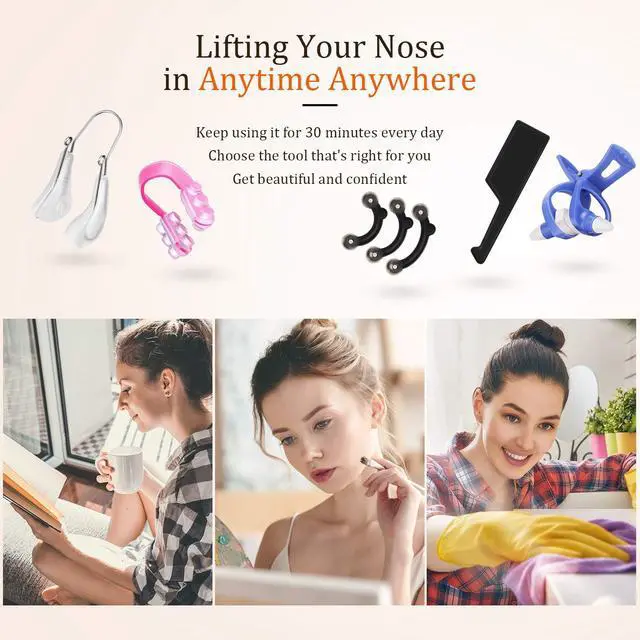 Alt view image 5 of 7 - 5 Pieces Nose Shaper Slimmer Nose up Lifting Clips Silicone Wide Bridge Clips No Pain Beauty Straightening Tools for Women