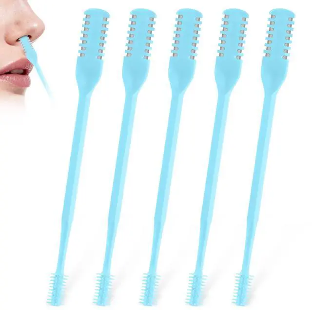 Main image of 5Pcs 2-in-1 Nasal Hair Cutter, Double-Sided Nose Hair Trimmer Upgrade, 360° Rotating Manual Nose Trimmer Portable with Soft Cleaning Brush for Women and Men (Blue)