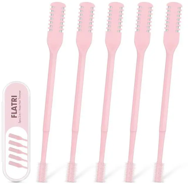 Main image of 5PCS 2-in-1 Nasal Hair Cutter, 360° Rotating Nose Hair Trimmer Double Sided, Portable Nose Trimmer Manual for Women and Men(Pink)