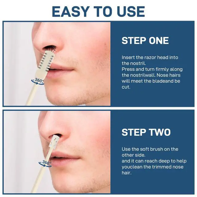 Alt view image 5 of 7 - Nasal Hair Cutter, Double Sided Nose Hair Knife, 360° Nostril Hair Remover Tool, Nose Hair Trimmer for Men Women, with Soft Cleaning Brush (Beige)