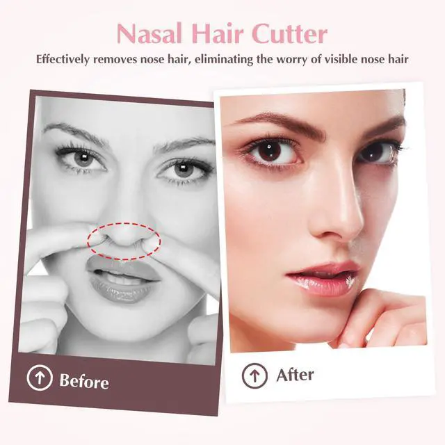 Alt view image 5 of 7 - 5PCS 2-in-1 Nasal Hair Cutter, 360° Rotating Nose Hair Trimmer Double Sided, Portable Nose Trimmer Manual for Women and Men(Pink)