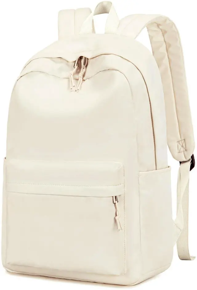 Main image of School Backpack for Teen Girls Women Laptop Backpack College Bookbags Middle School Travel Work Commuter Back Pack(Solid Beige)