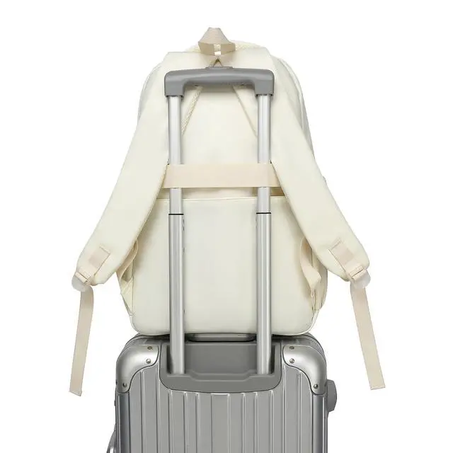 Alt view image 7 of 7 - Girls High Middle School Backpack for Boys, College Aesthetic Laptop Teen Bookbag for Travel,Beige