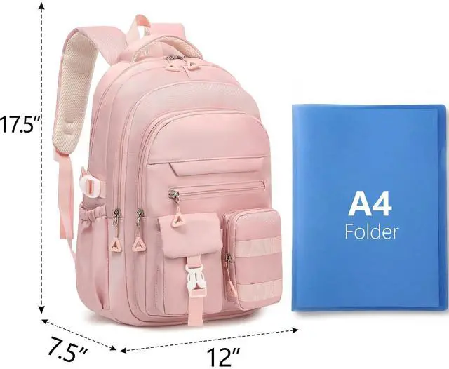 Alt view image 4 of 7 - Cute Backpack for Teen Girls Boys, Aesthetic Travel Bookbag for High Middle School College Student (Pink)