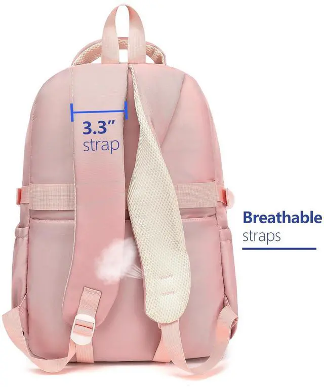 Alt view image 7 of 7 - Cute Backpack for Teen Girls Boys, Aesthetic Travel Bookbag for High Middle School College Student (Pink)